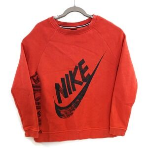 Nike Sweatshirt Mens Medium Red Crewneck Raglan‎ Big Swoosh Graphic Pullover